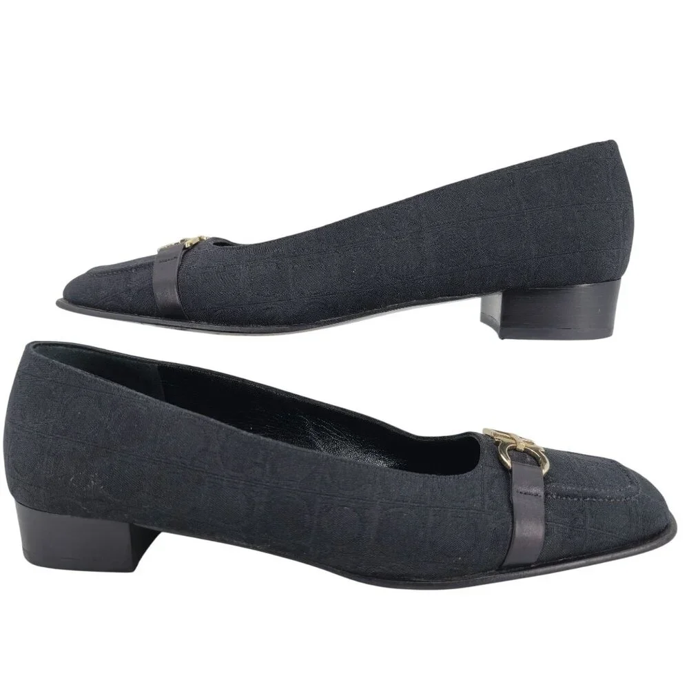 Salvatore Ferragamo Italy Womens 8AA Black Signature Gancini Dress Shoe Pumps - Picture 4 of 11